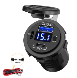 Gniazdo ładowania 2xPD30W, QC3,0 18W+ volt.